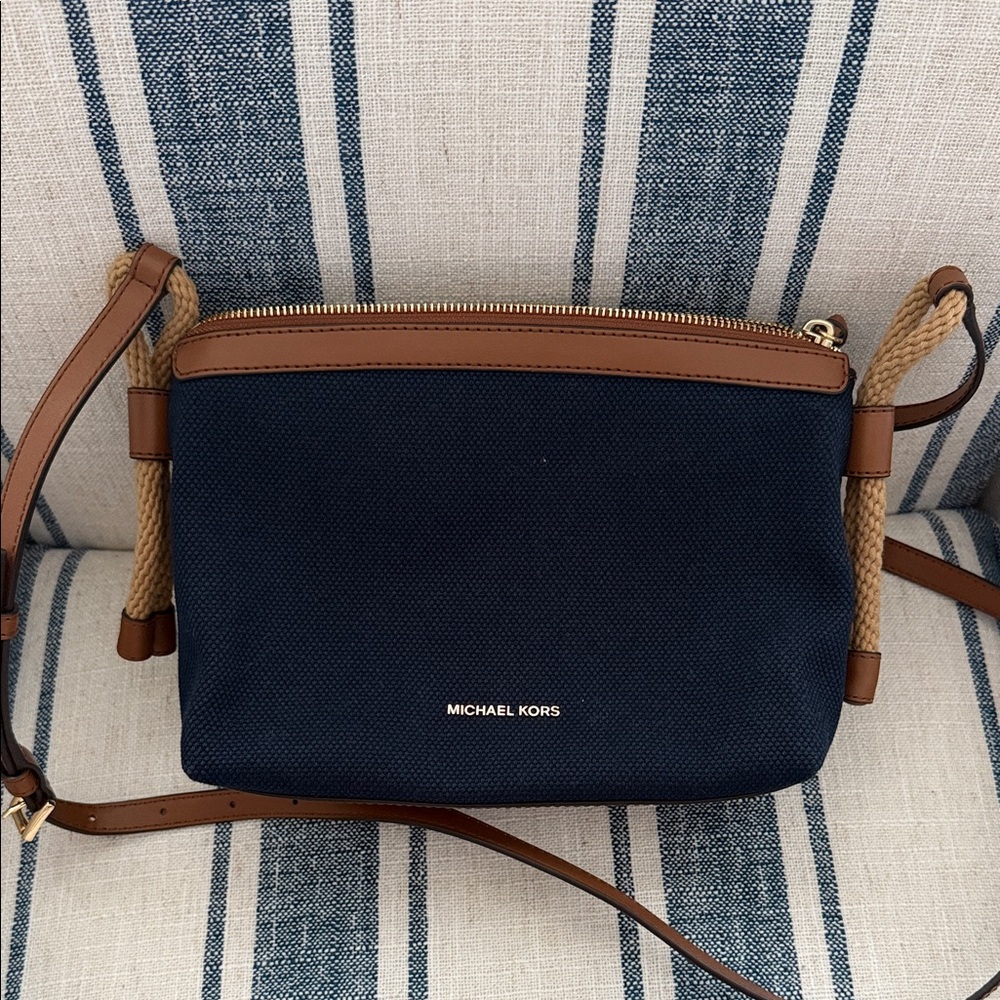 Michael Kors Dark Blue and Brown Crossbody Bag